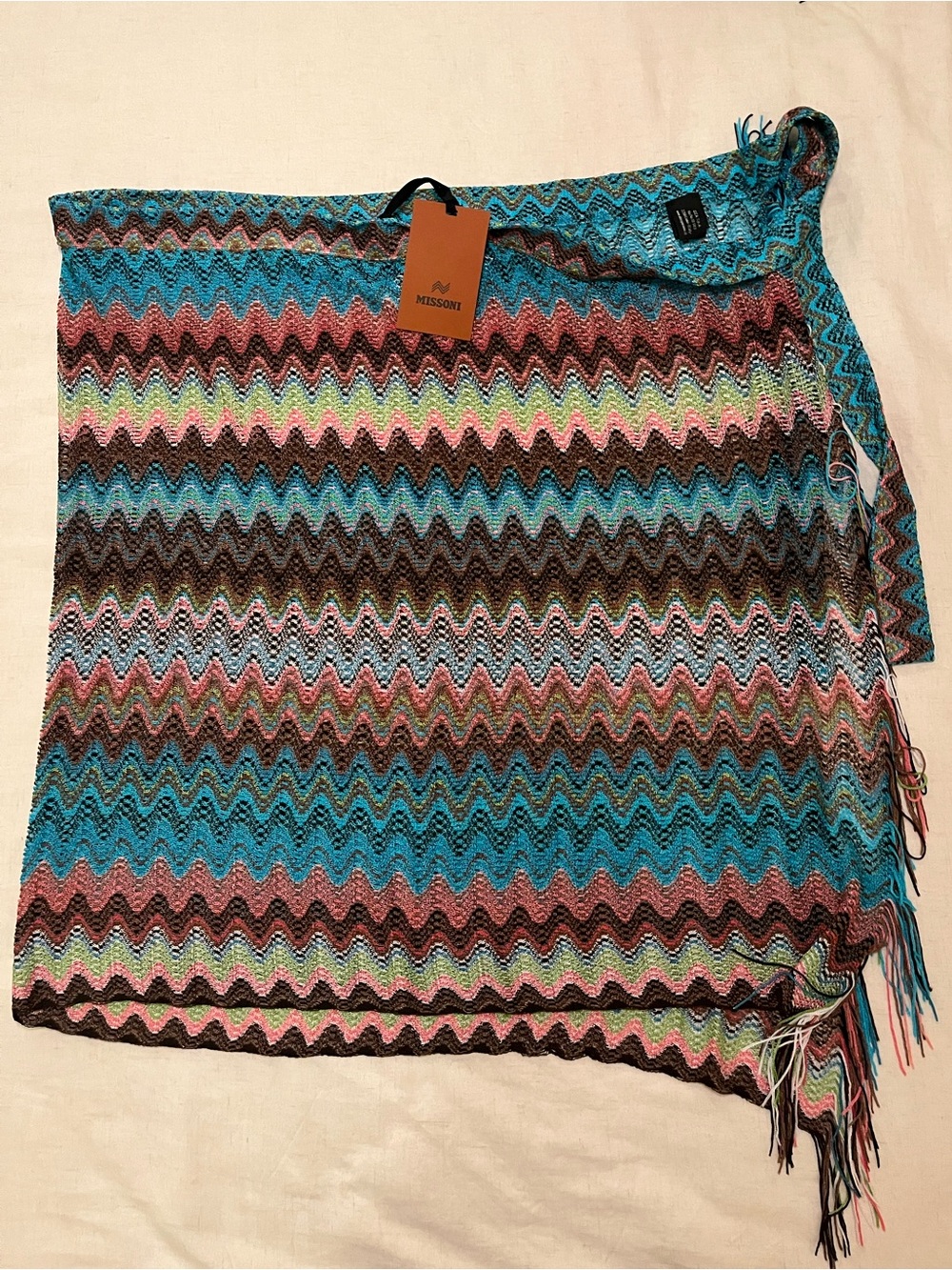 Missoni Mare Multicolor Chevron Knit Beachwear Swim Pareo Sarong